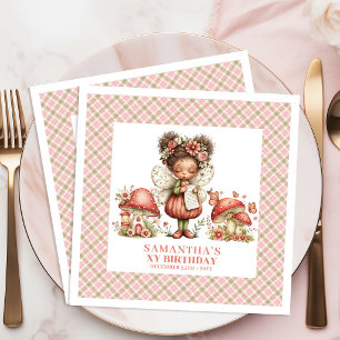 Sweet Fairy Garden Blush Pink Birthday Celebration Napkin