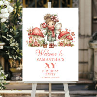 Sweet Fairy Pink Flowers Birthday Welcome Sign