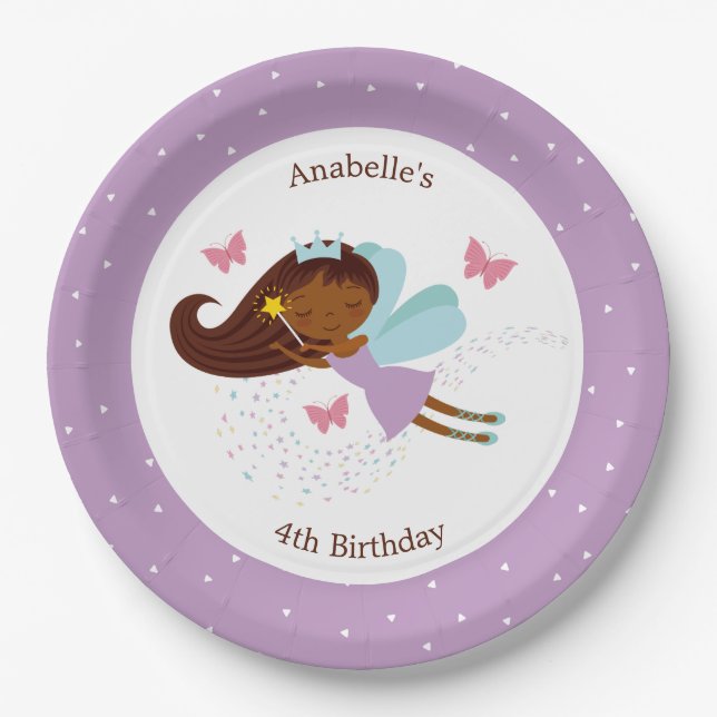 Sweet Fairy Princess Girl's Birthday Paper Plate (Front)