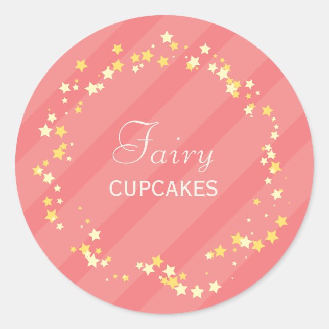 Sweet Fairy Princess & Magic Stars Birthday Party Classic Round Sticker (Front)