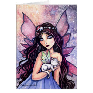 Sweet Fairy with White Cat Card