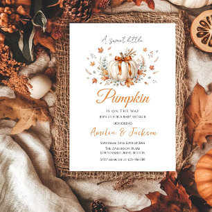 Sweet Fall Autumn little pumpkin Baby Shower Invitation