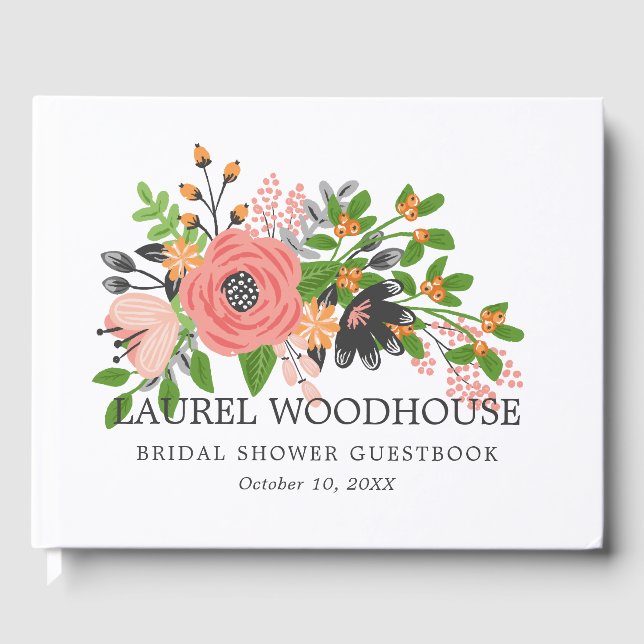 Sweet Fall Flowers - Bridal Shower - Name & Date Guest Book (Front)
