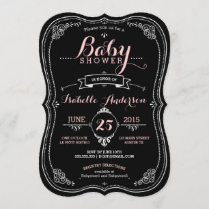 Sweet Fancy Chalkboard Baby Shower Girl Invitation