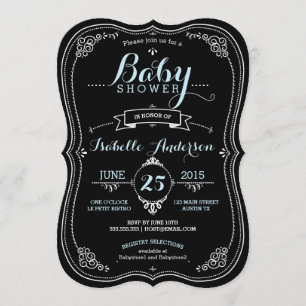 Sweet Fancy Chalkboard Boy Baby Shower Invitation
