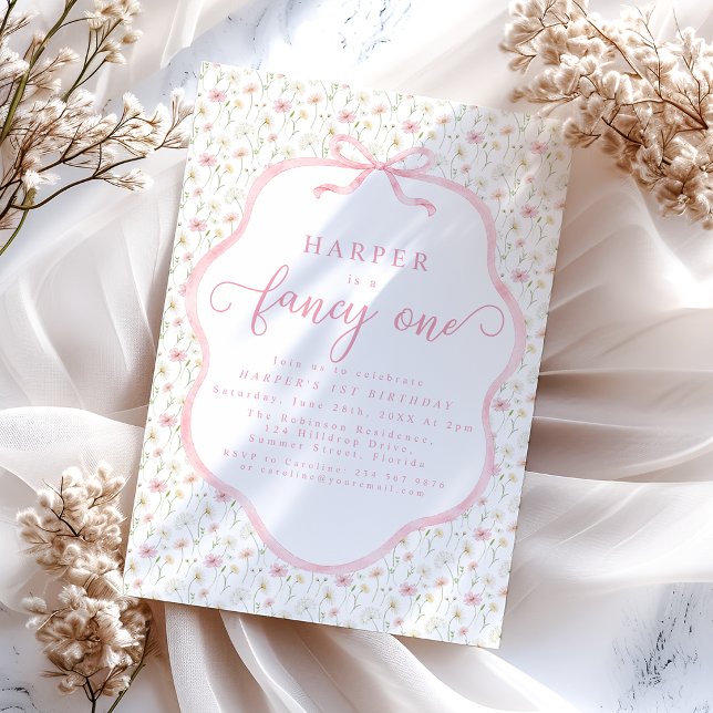 Sweet Fancy One 1st Birthday Party Invitation (Creator Uploaded)