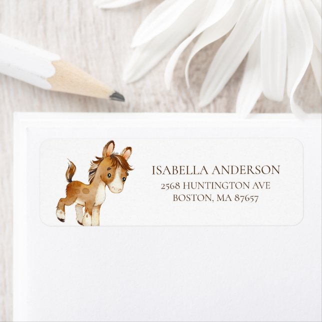 Sweet Farm Horse Baby Shower Address Label (Insitu)