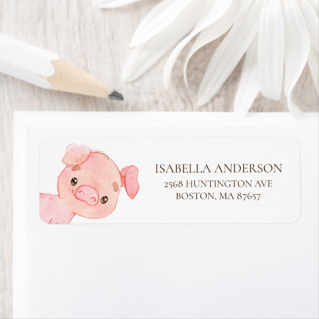 Sweet Farm Pig Baby Shower Address Label (Insitu)