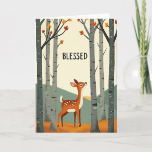 Sweet Fawn Autumn Leaves Card