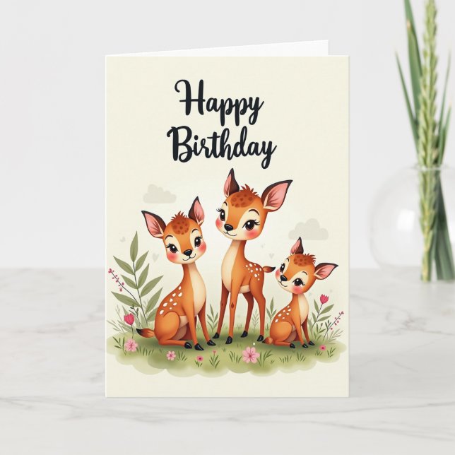 Sweet Fawn Birthday Card (Front)