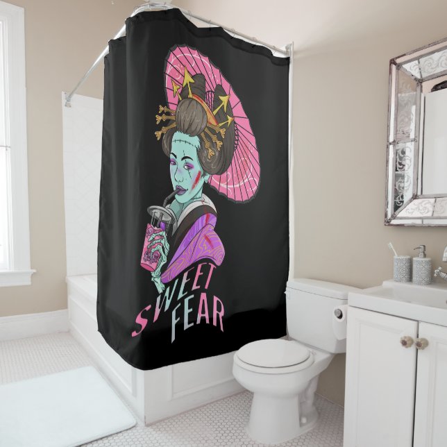 Sweet Fear Geisha Girl Zombie Shower Curtain (In Situ)