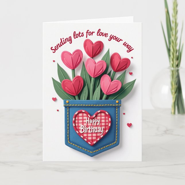 Sweet Felt Hearts Pocket Card (Front)