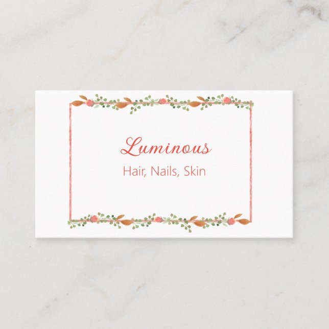 Sweet, Feminine Rose and Foliage Business Card (Front)