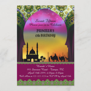 Sweet Fifteen, birthday, invitation, Arabian night Invitation