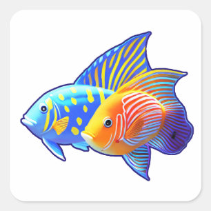 Sweet Fish Friends Square Sticker