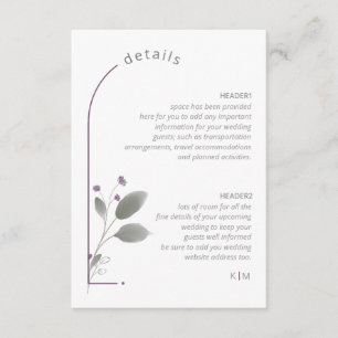 Sweet Floral Arch Wedding Details Lilac ID998 Enclosure Card