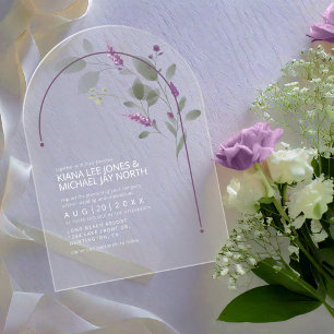 Sweet Floral Arch Wedding Lilac ID998 Acrylic Invitations