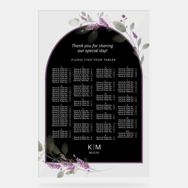 Sweet Floral Arch Wedding Seating Chart Llac ID998 (Front)
