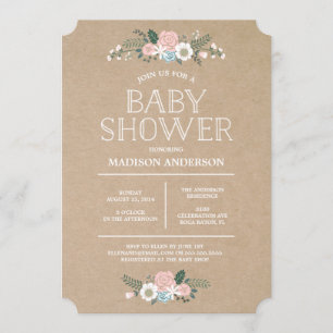 Sweet Floral   Baby Shower Invitation