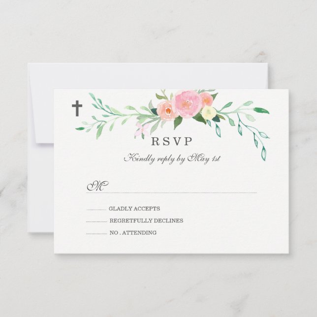 Sweet Floral Baptism RSVP (Front)