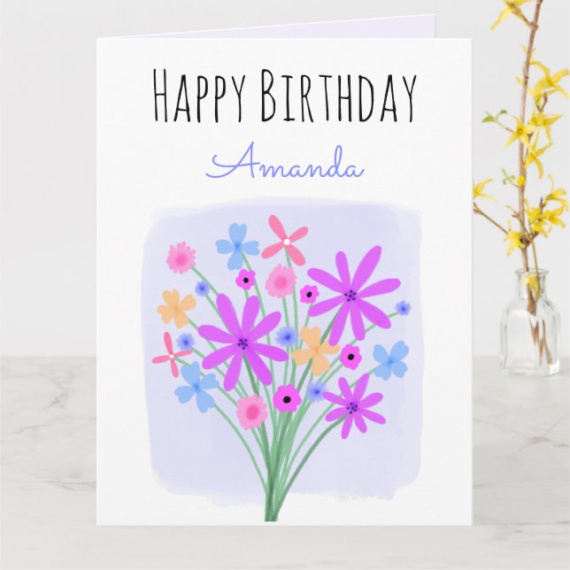Sweet Floral Bouquet Birthday Card (Yellow Flower)