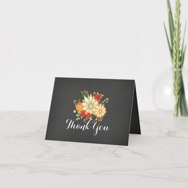 Sweet Floral Chalkboard Thank You Card (Front)