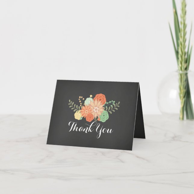 Sweet Floral Chalkboard Thank You Card (Front)
