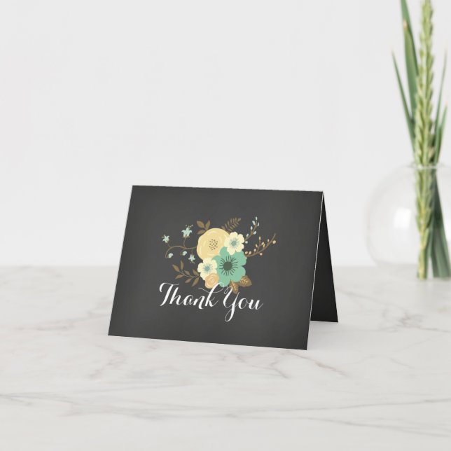 Sweet Floral Chalkboard Thank You Card (Front)