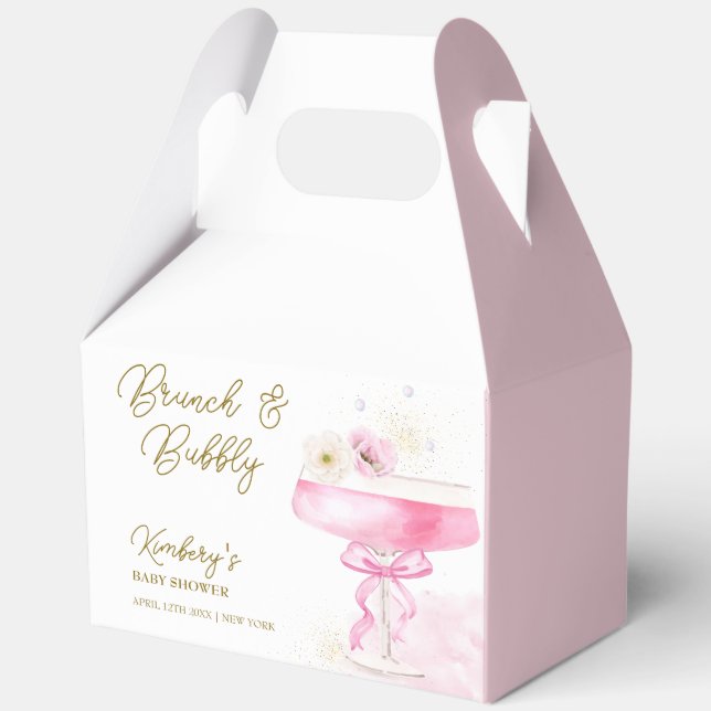 Sweet Floral Champagne Brunch Bubbly Baby Shower  Favour Box (Front)