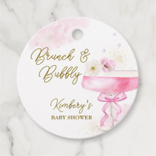 Sweet Floral Champagne Brunch Bubbly Baby Shower Favour Tags