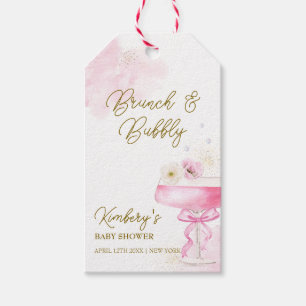 Sweet Floral Champagne Brunch Bubbly Baby Shower Gift Tags