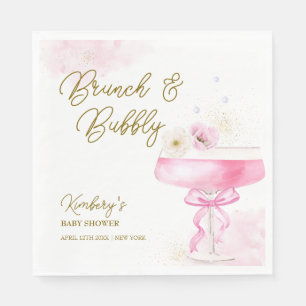 Sweet Floral Champagne Brunch Bubbly Baby Shower  Napkin
