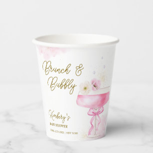 Sweet Floral Champagne Brunch Bubbly Baby Shower  Paper Cups