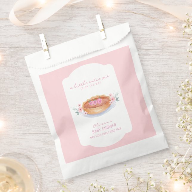 Sweet Floral Cutie Pie Raspberry Baby Shower Favour Bags (Clipped)