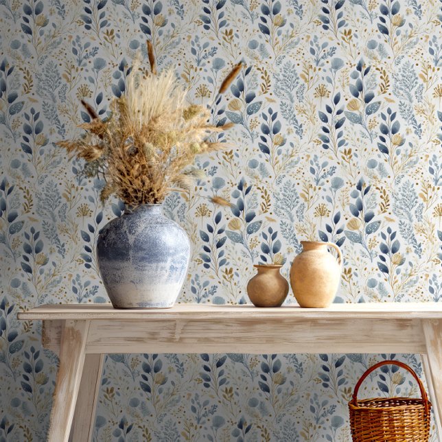 Sweet Floral Dusty Blue Gold ID1045 Wallpaper (Creator Uploaded)