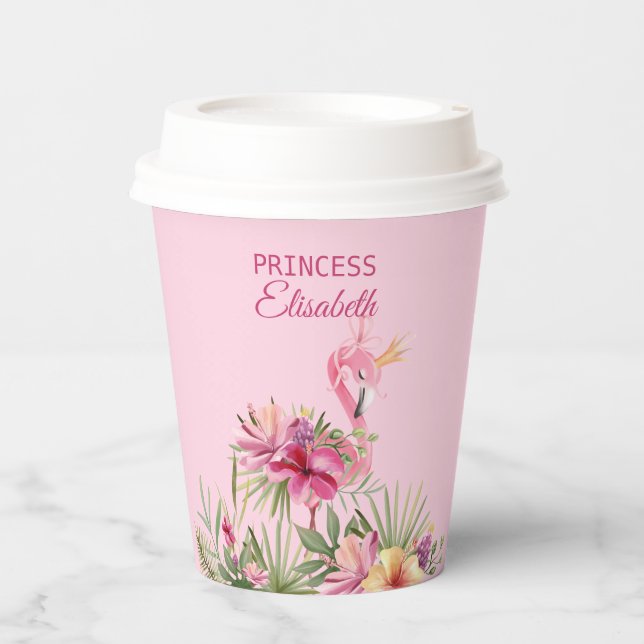 Sweet Floral Flamingo Paper Cups (Front)