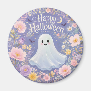Sweet Floral Ghost Halloween Charm Magnet