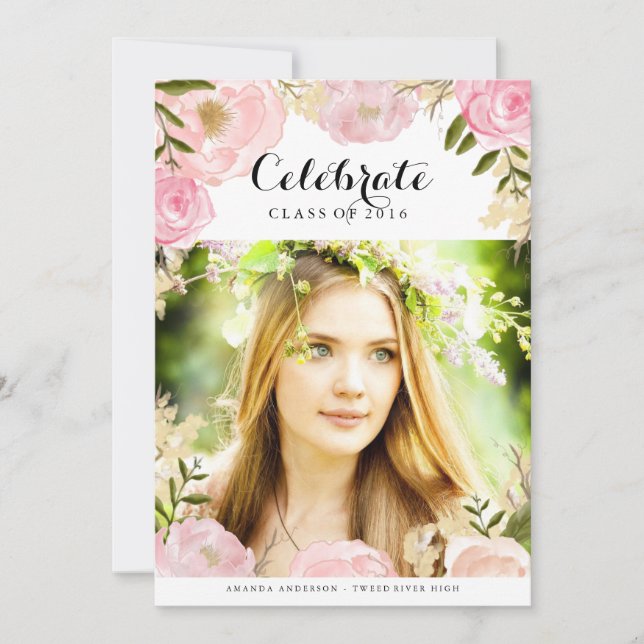 Sweet Floral Grad Announcement (Front)