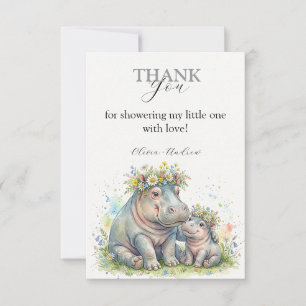 Sweet Floral Hippo Moments Thank You Card