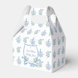 Sweet Floral Holy Baptism First Communion Crest Favour Box