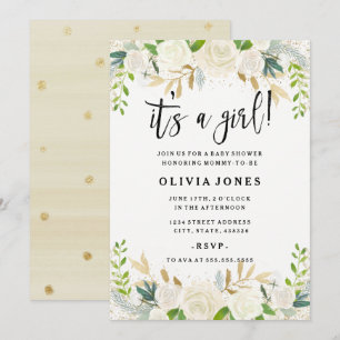 Sweet Floral Its a Girl Baby Shower Invitation