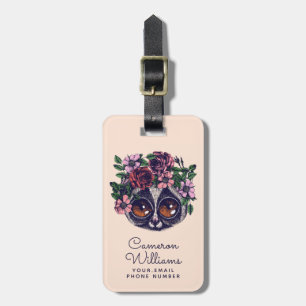 Sweet Floral Lemur   Add Your Name Luggage Tag