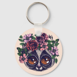 Sweet Floral Lemur Key Ring