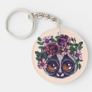 Sweet Floral Lemur Key Ring