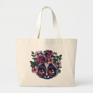 Sweet Floral Lemur Large Tote Bag