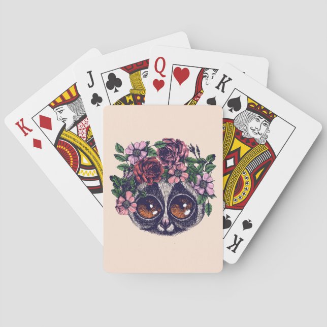 Sweet Floral Lemur Playing Cards (Back)