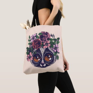 Sweet Floral Lemur Tote Bag