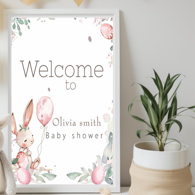 sweet floral  little bunny baby shower  poster (Creator Uploaded)