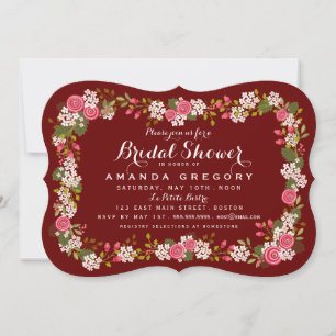 Sweet Floral Marsala Bridal Shower Invitation