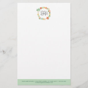 Sweet Floral Monogram Stationery
